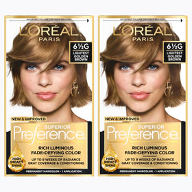 L'Oreal Paris Hair Color Kit Lightest Golden Brown packaging front view