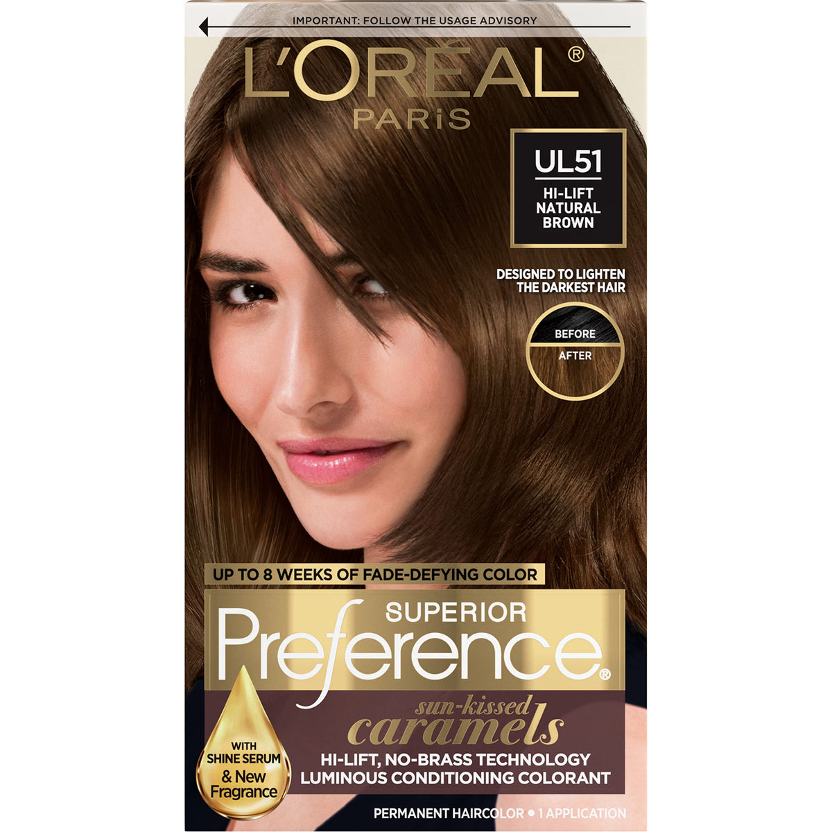 L'Oreal Paris Hair Color UL51 Hi-Lift Natural Brown front view