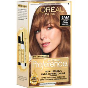 L'Oreal Paris Hair Colour Kit Light Amber Brown 6AM front view