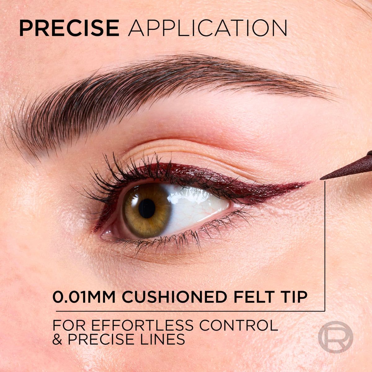 L'Oreal Paris Haute Precision Liquid Eyeliner 050 Burgundy Cashmere tip close-up
