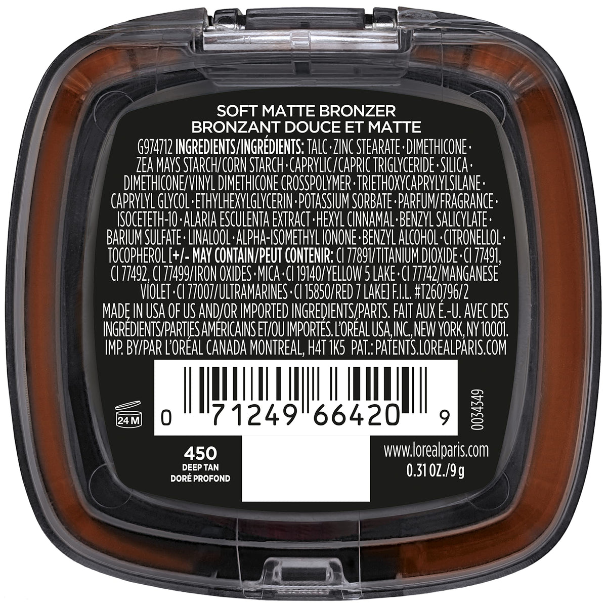 L'Oreal Paris Infallible Bronzer Deep Tan close-up
