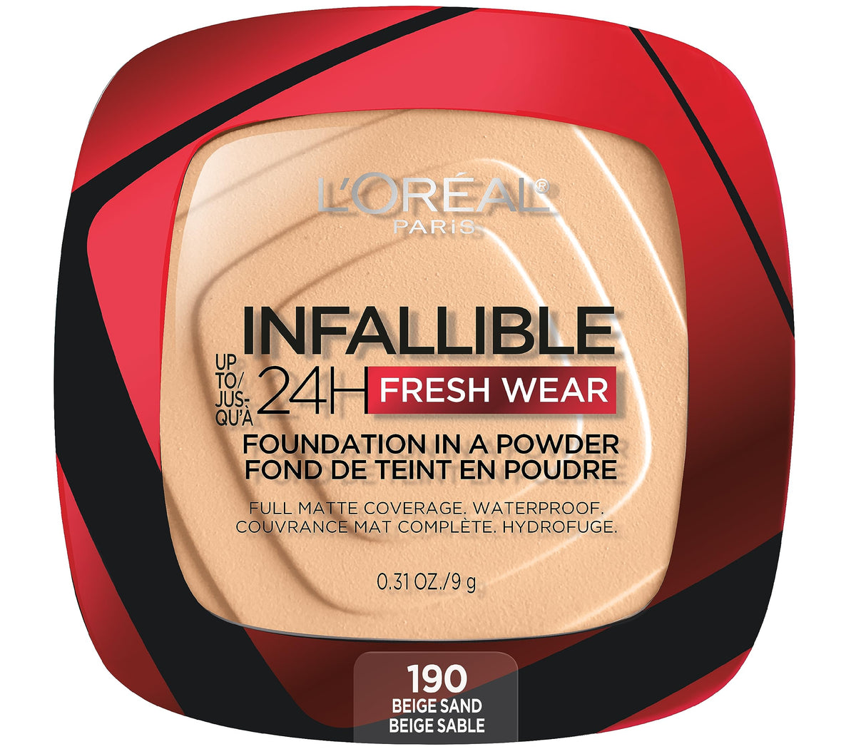 L'Oreal Paris Infallible Fresh Wear Powder Foundation front view in Beige Sand