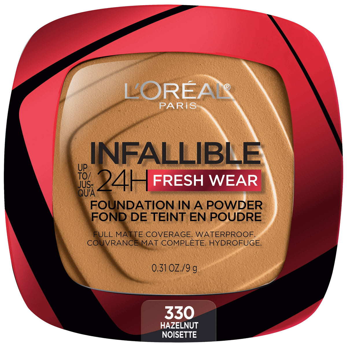 L'Oreal Paris Infallible Fresh Wear Powder Foundation Hazelnut front view