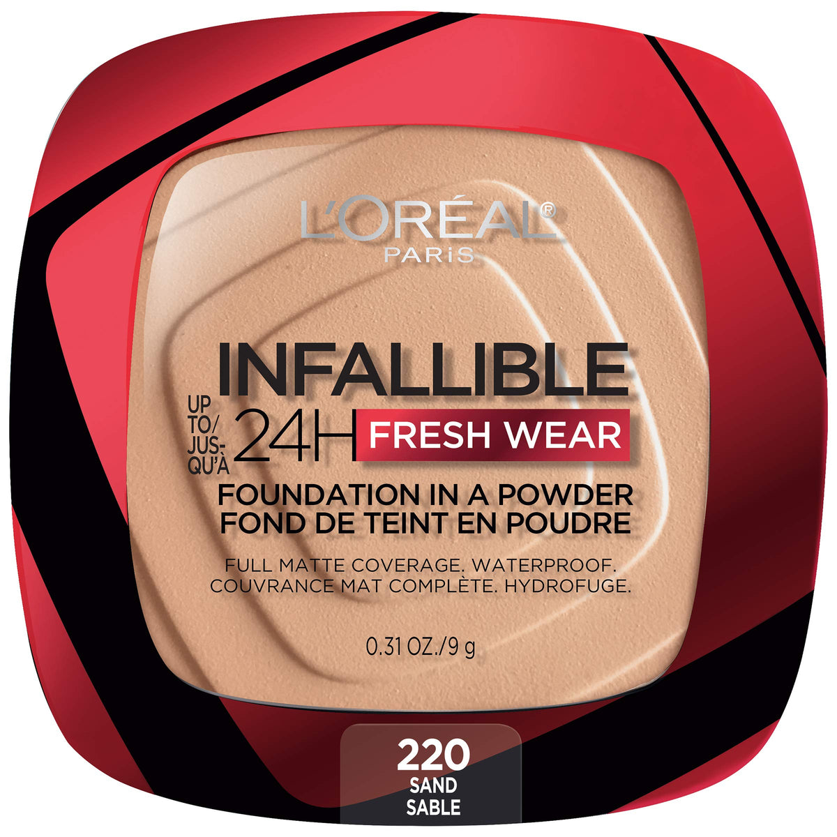 L'Oreal Paris Infallible Fresh Wear Powder Foundation in Sand, front view