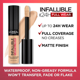 L'Oreal Paris Infallible Full Wear Concealer with makeup tools