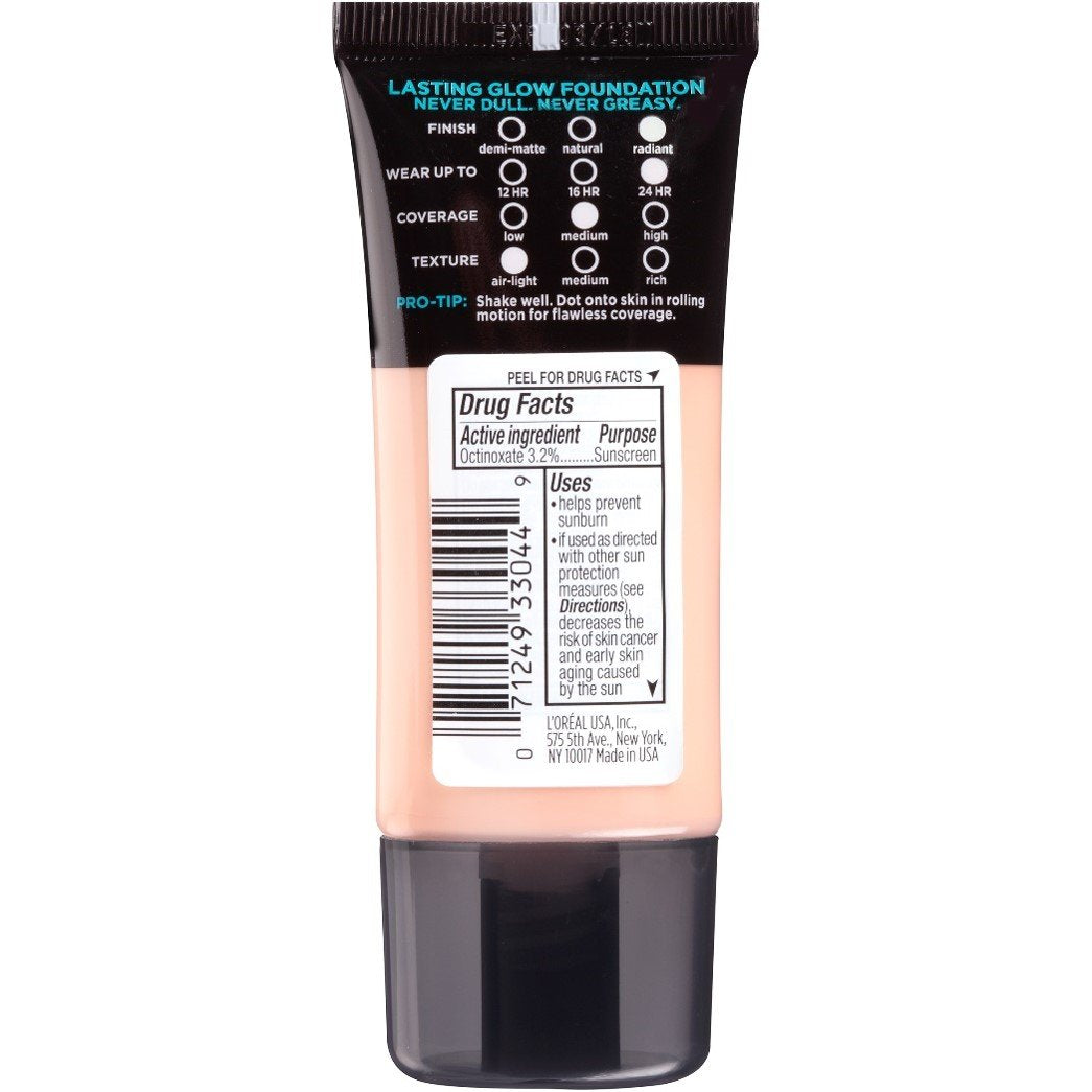L'Oreal Paris Infallible Pro Glow Foundation Classic Ivory back view