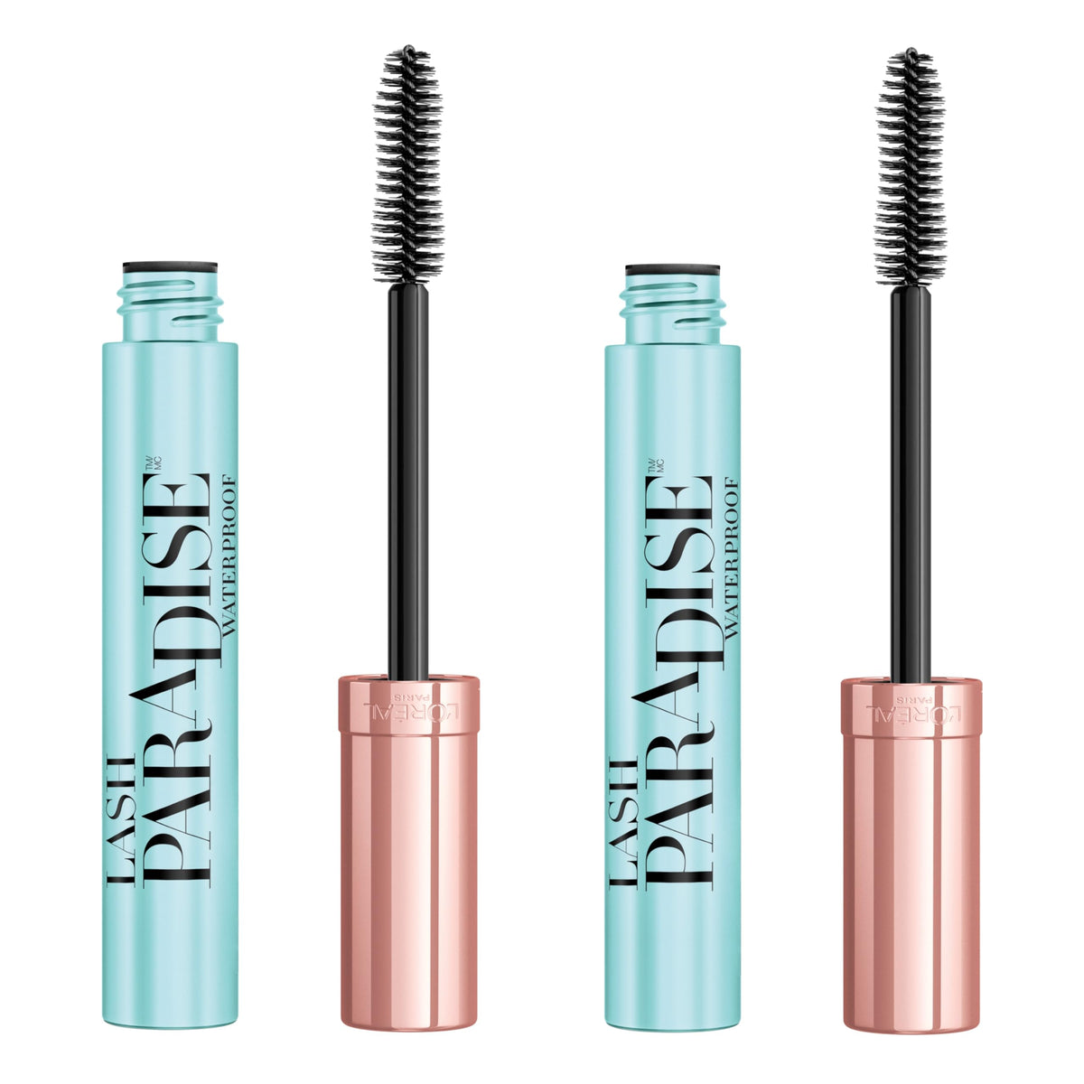 L'Oreal Paris Lash Paradise Waterproof Mascara front view, black packaging