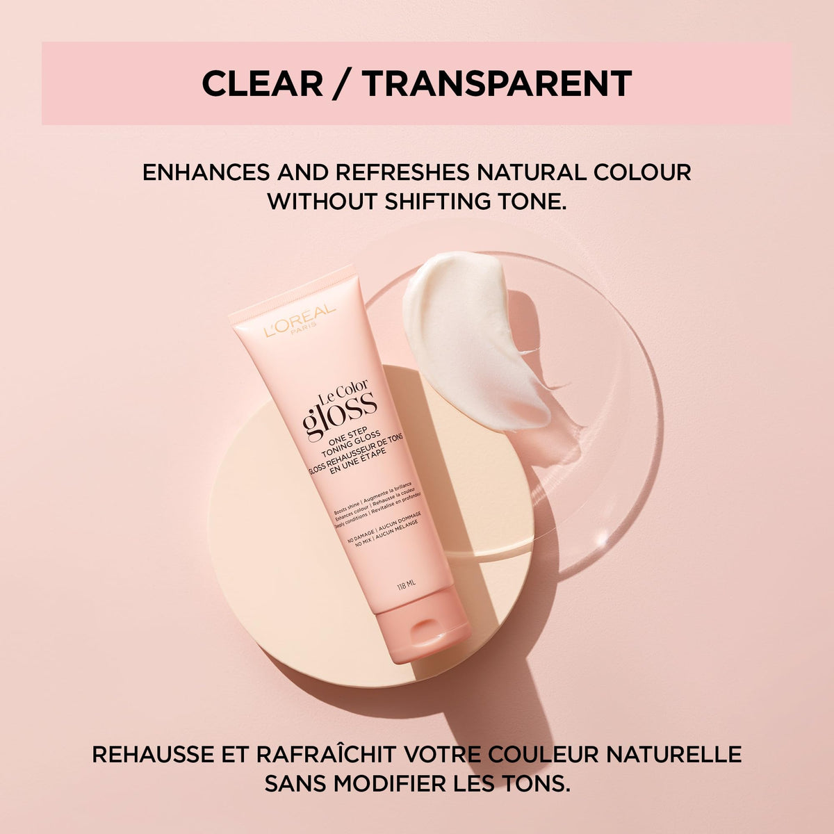 L'Oreal Paris Le Color One Step Toning Hair Gloss Clear on hair