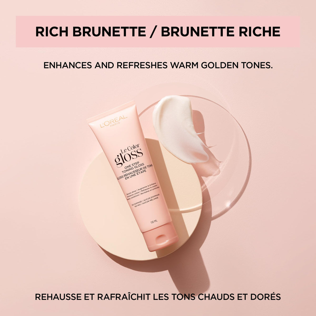 L'Oreal Paris Le Color One Step Toning Hair Gloss Rich Brunette on hair