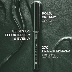 L'Oreal Paris Le Shadow Stick Eyeshadow 270 Twilight Emerald swatch on skin