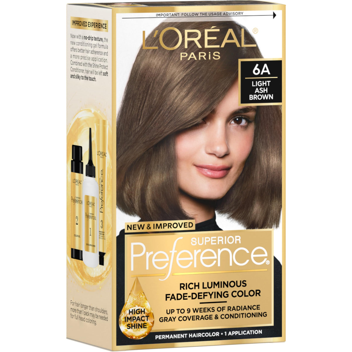 L'Oreal Paris Light Ash Brown 6A Hair Color Kit front view