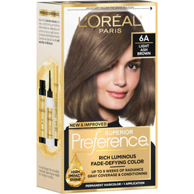 L'Oreal Paris Light Ash Brown 6A Hair Color Kit front view