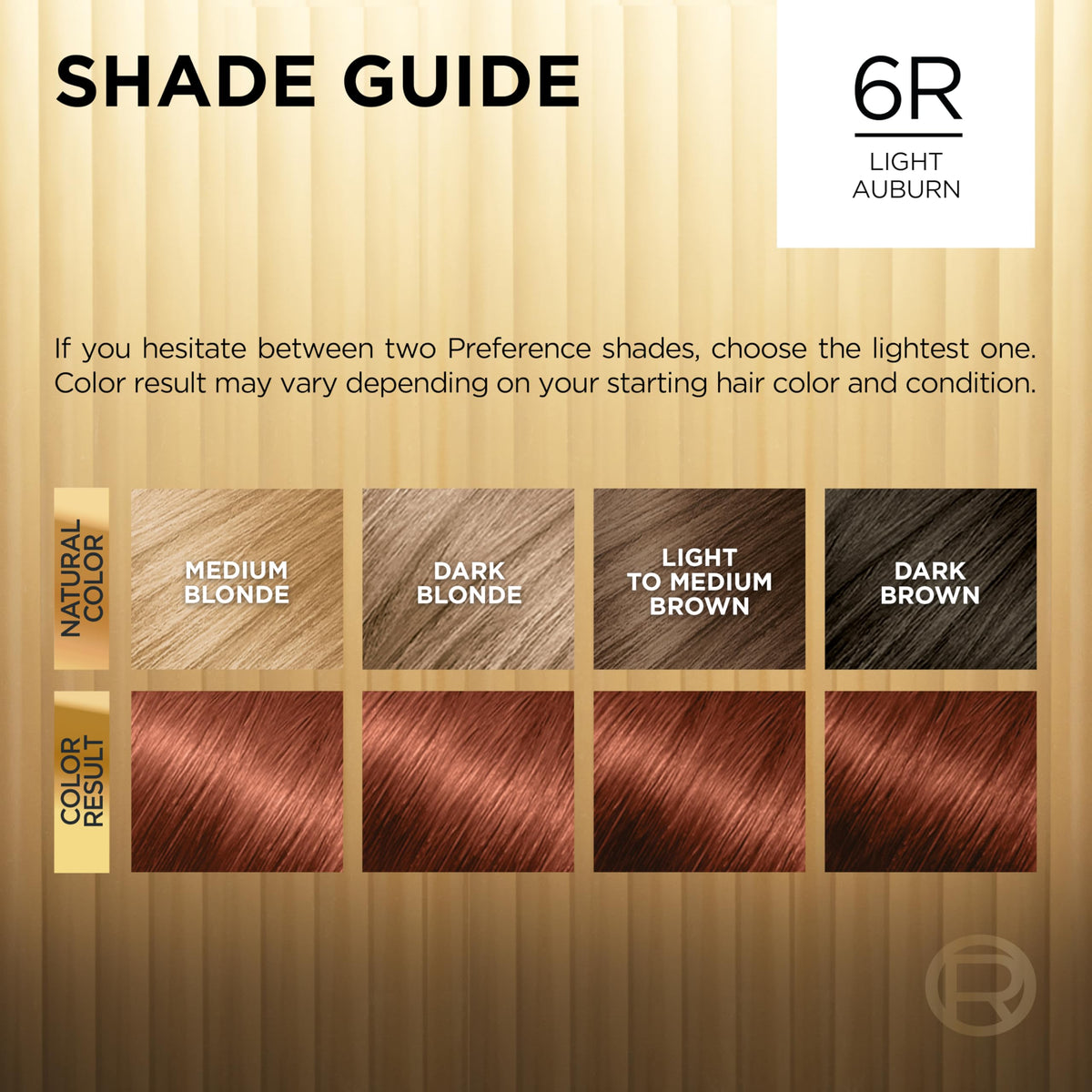 L'Oreal Paris Light Auburn 6R gloves and instruction leaflet