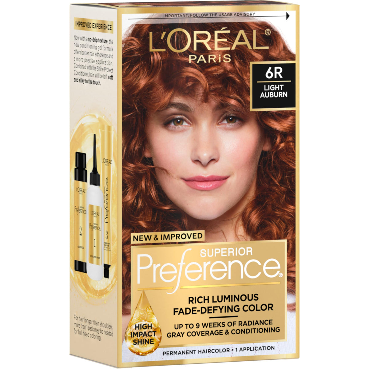 L'Oreal Paris Light Auburn 6R Hair Color Kit front view
