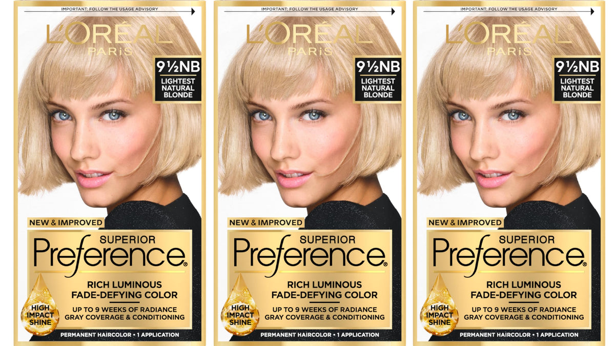 L'Oreal Paris Lightest Natural Blonde 9.5NB hair dye kit front view