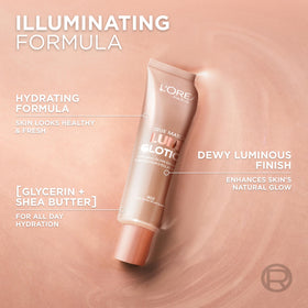 L'Oreal Paris Lumi Glotion applied on face for a glowing look