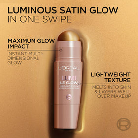 L'Oreal Paris Lumi Highlighter Stick in use on forehead