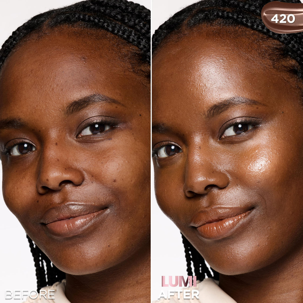 L'Oreal Paris Lumi Le Glow Skin Tint 420 bottle with cap