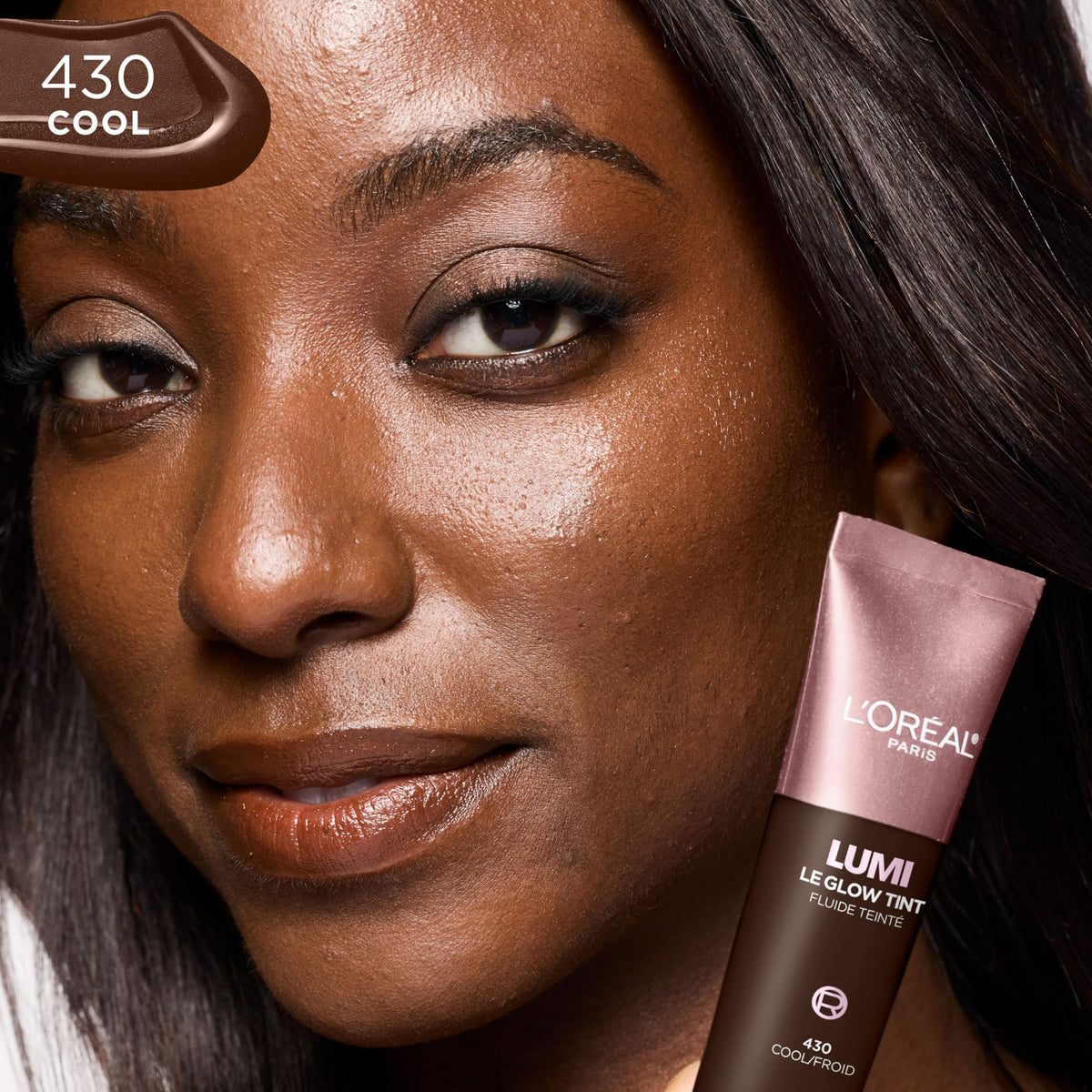 L'Oreal Paris Lumi Le Glow Skin Tint Cool 430 application on skin