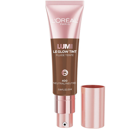 L'Oreal Paris Lumi Le Glow Skin Tint front view with neutral 400 shade