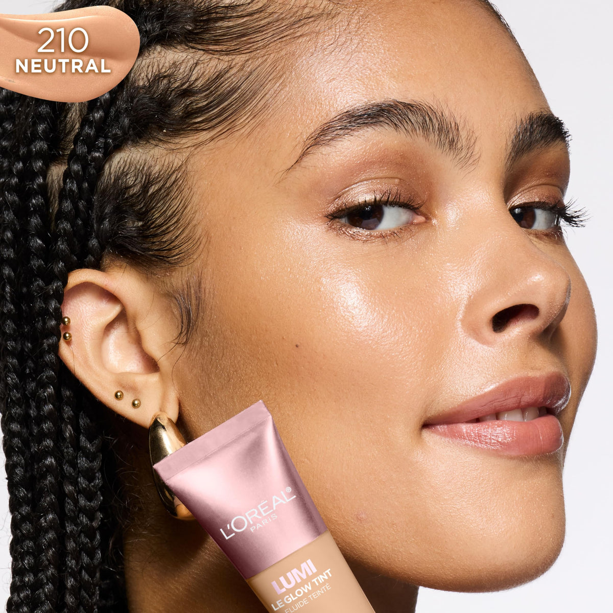 L'Oreal Paris Lumi Le Glow Skin Tint Neutral 210 swatch on skin