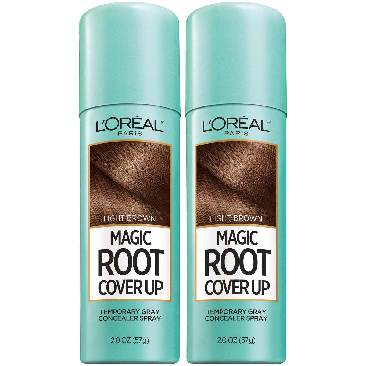 L'Oreal Paris Magic Root Cover Up Gray Hair Spray front view, Light Brown