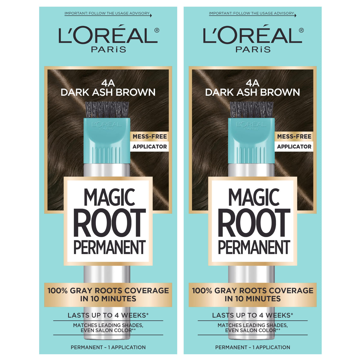 L'Oreal Paris Magic Root Permanent Hair Color Kit 4A Dark Ash Brown front view