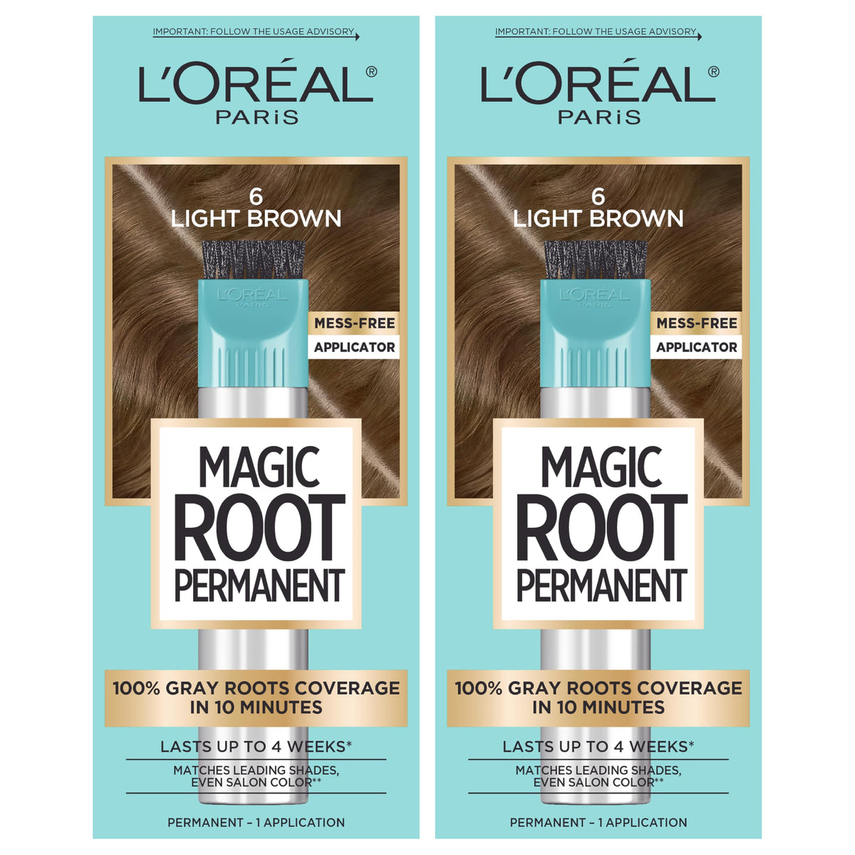 L'Oreal Paris Magic Root Permanent Hair Color Kit 6 Light Brown front view