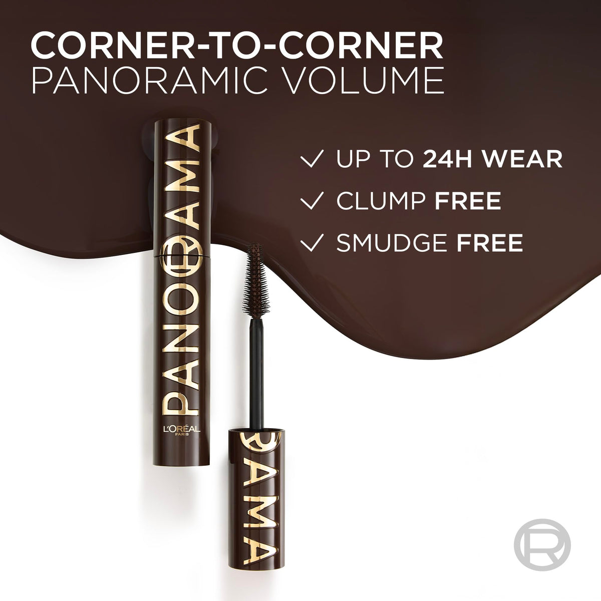 L'Oreal Paris mascara demonstrating fanned out lashes