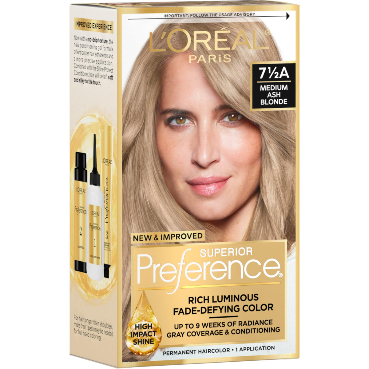 L'Oreal Paris Medium Ash Blonde Hair Color Kit front view