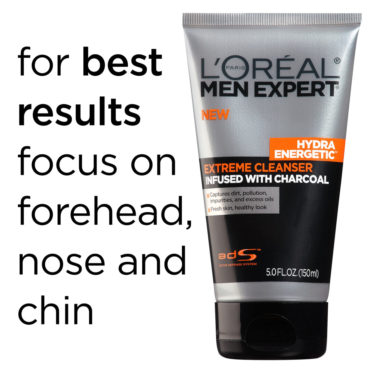 L'Oreal Paris Men Expert Hydra Energetic Charcoal Cleanser application on face