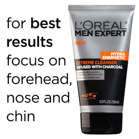 L'Oreal Paris Men Expert Hydra Energetic Charcoal Cleanser application on face