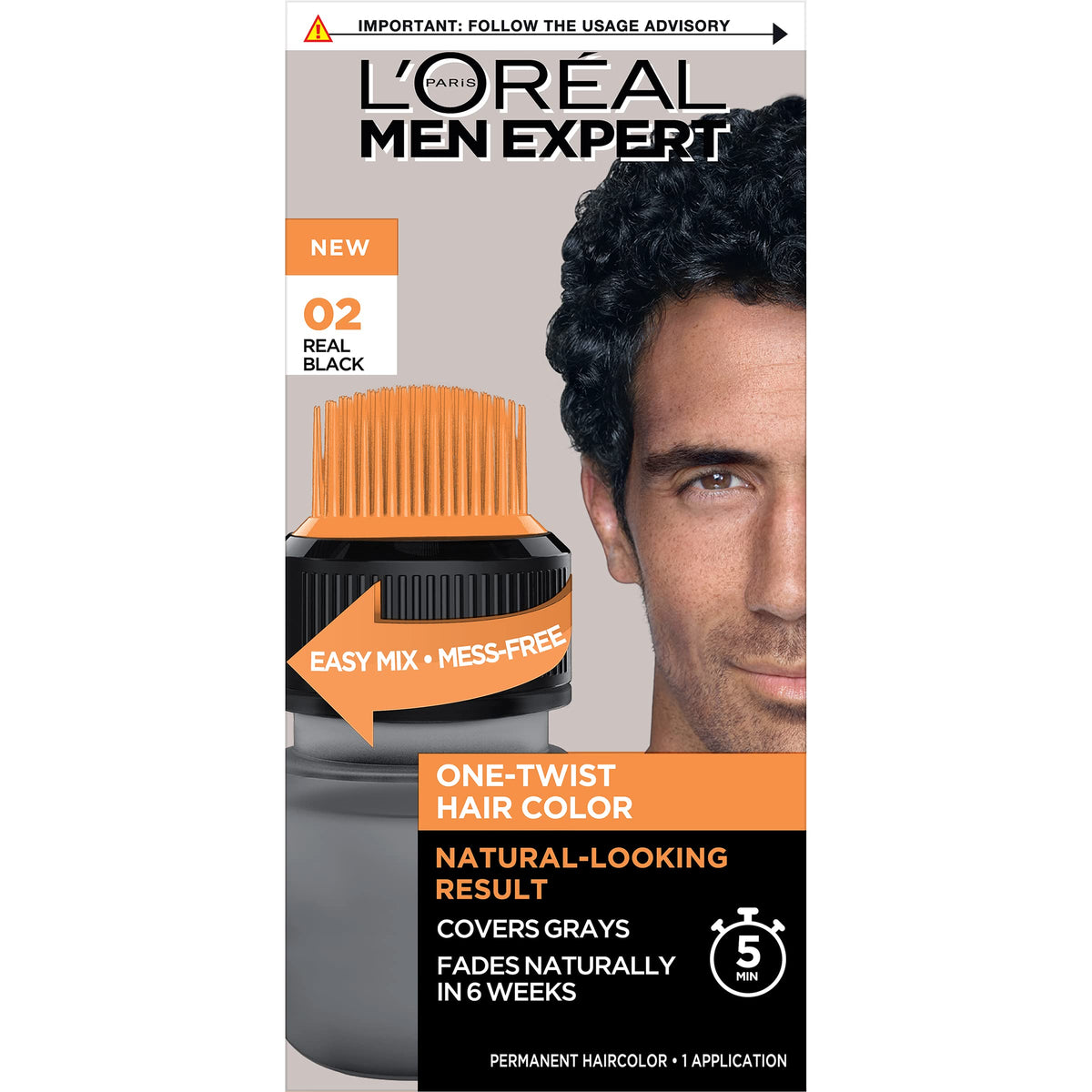 L'Oreal Paris Men Expert One Twist Hair Color Real Black front view