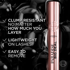 L'Oreal Paris Paradise Big Deal Mascara displayed with other makeup products