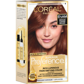 L'Oreal Paris Permanent Hair Color Kit Medium Amber Copper Brown 5.5AM front view