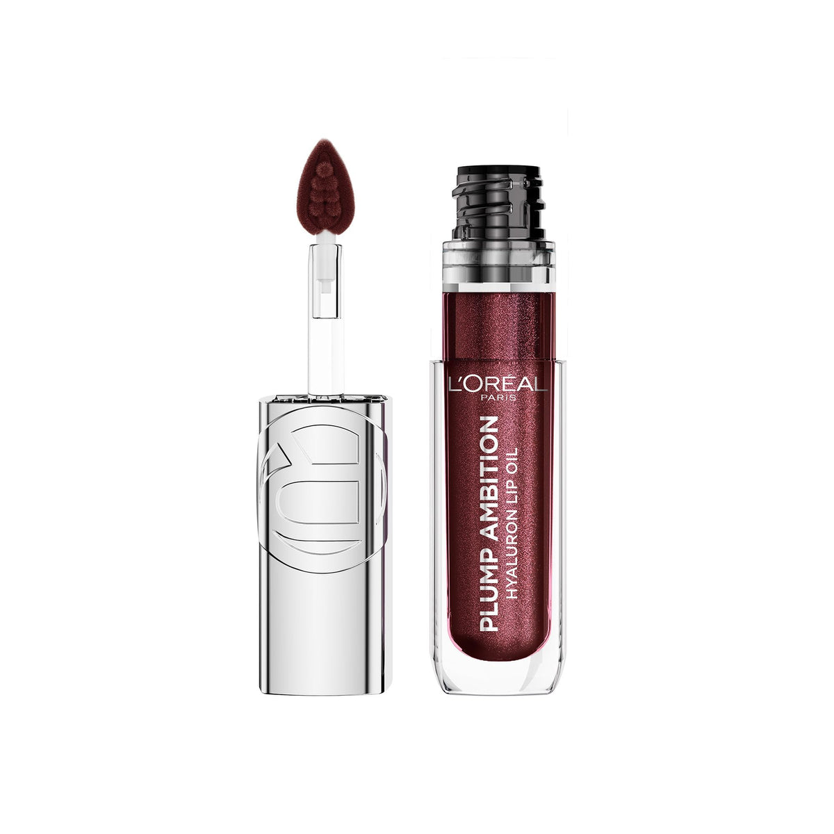 L'Oreal Paris Plump Ambition Hyaluron Lip Oil Shimmer in Ruby Lights front view