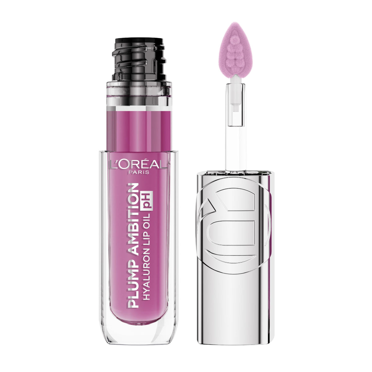 L'Oreal Paris Plump Ambition Lip Oil front view with pink tint
