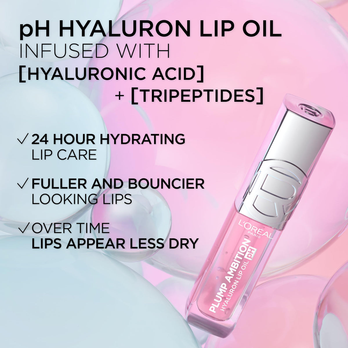 L'Oreal Paris Plump Ambition Lip Oil swatch on skin