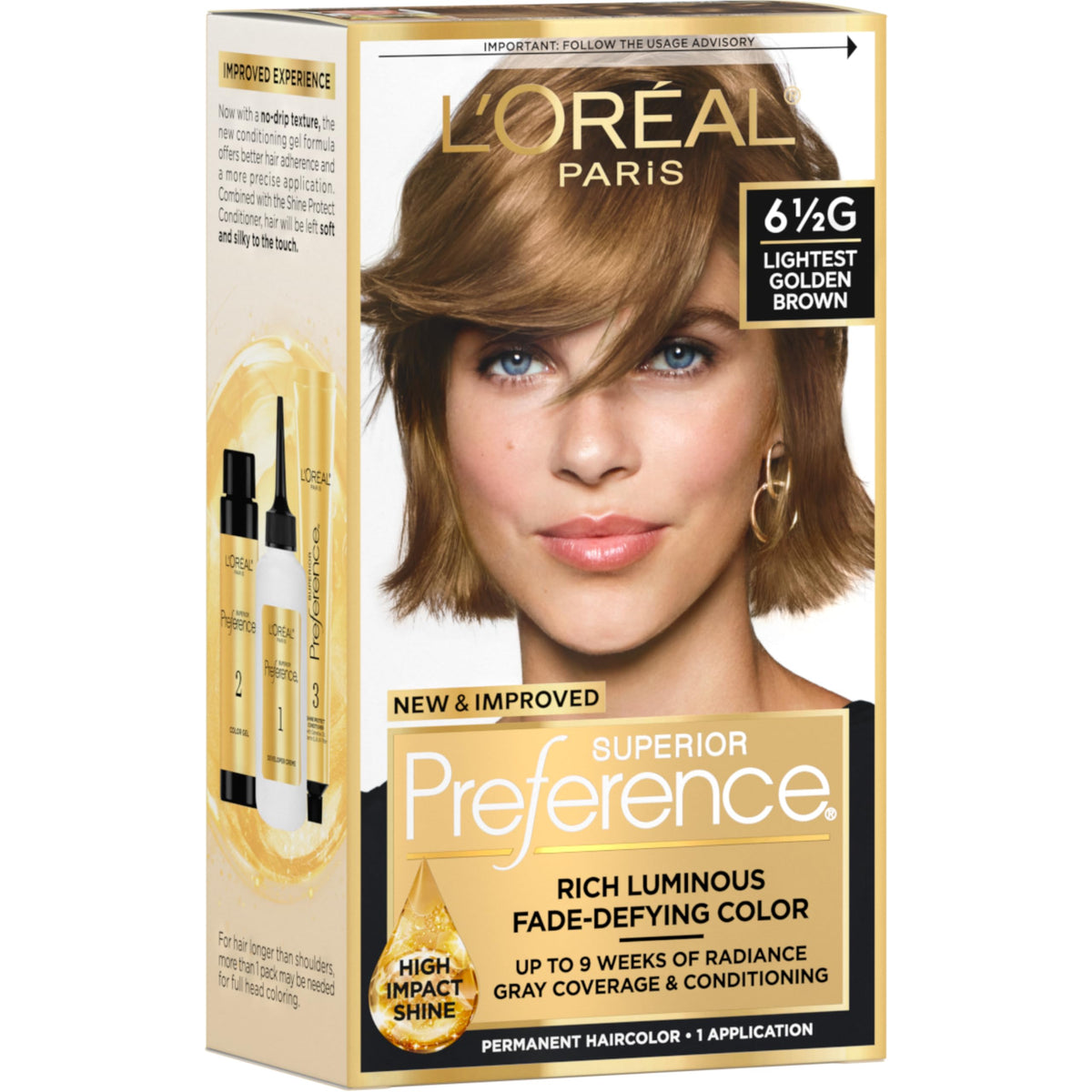 L'Oreal Paris quality Preference 6.5G Lightest Golden Brown Hair Dye front view