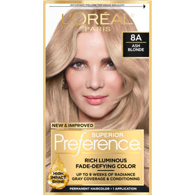 L'Oreal Paris quality Preference Ash Blonde 8A hair dye kit front view