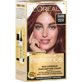 L'Oreal Paris quality Preference Hair Color 5MB Medium Auburn packaging front view