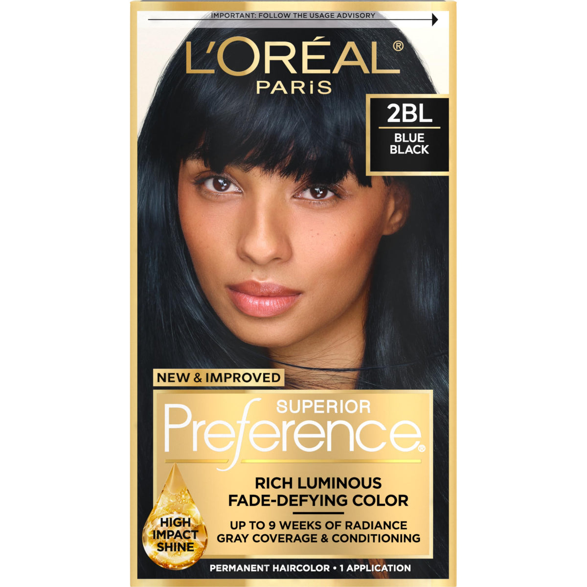 L'Oreal Paris quality Preference Hair Color Kit 2BL Blue Black front view