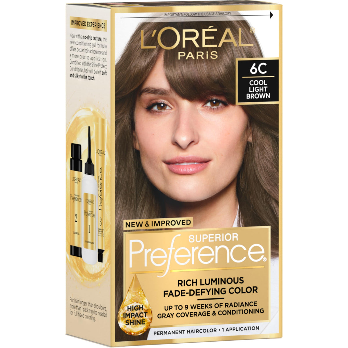 L'Oreal Paris quality Preference Hair Color Kit Cool Light Brown 6C front view