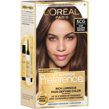 L'Oreal Paris quality Preference Hair Color Kit Iced Golden Brown front view