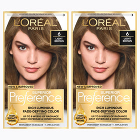 L'Oreal Paris quality Preference Hair Color Kit Light Brown 6 front view
