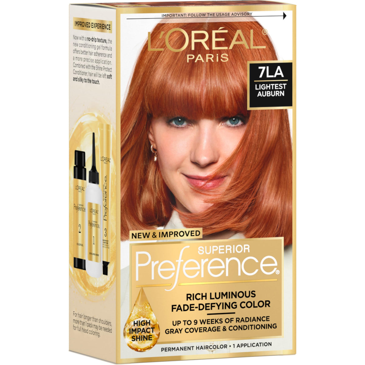 L'Oreal Paris quality Preference Hair Color Kit Lightest Auburn 7LA front view