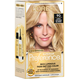 L'Oreal Paris quality Preference Light Golden Blonde 9G hair dye kit front view