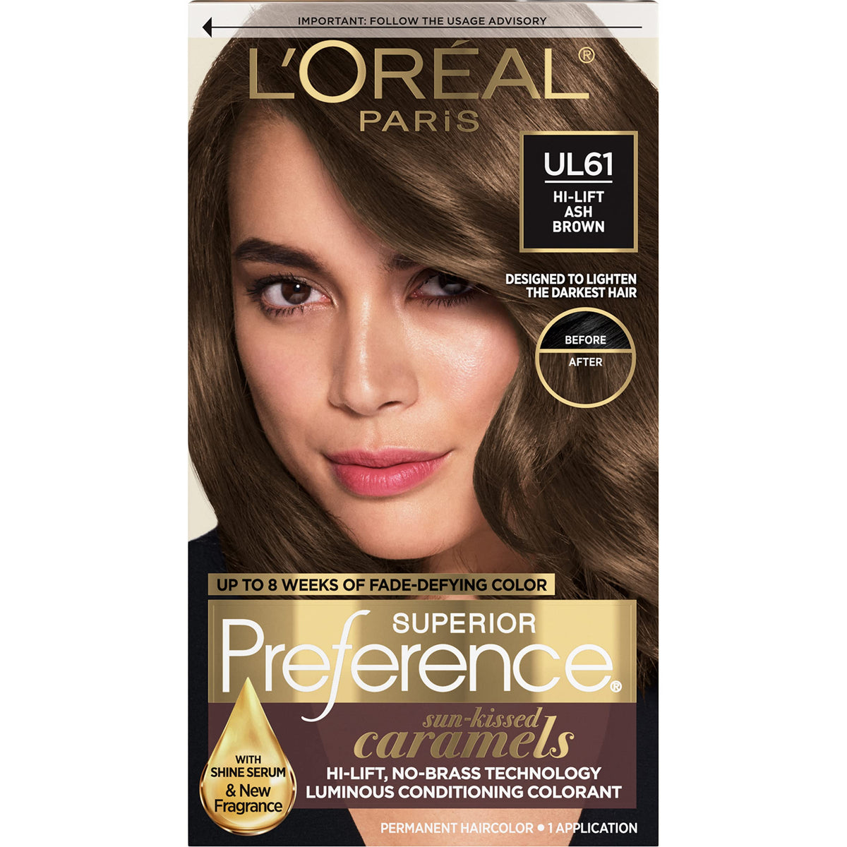 L'Oreal Paris quality Preference UL61 Ultra Light Ash Brown hair dye kit front view