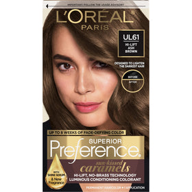 L'Oreal Paris quality Preference UL61 Ultra Light Ash Brown hair dye kit front view