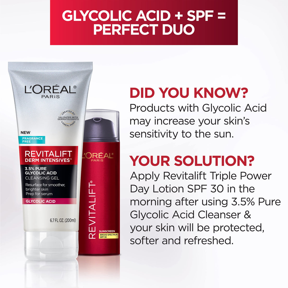 L'Oreal Paris Revitalift 3.5% Glycolic Acid Cleansing Gel packaging